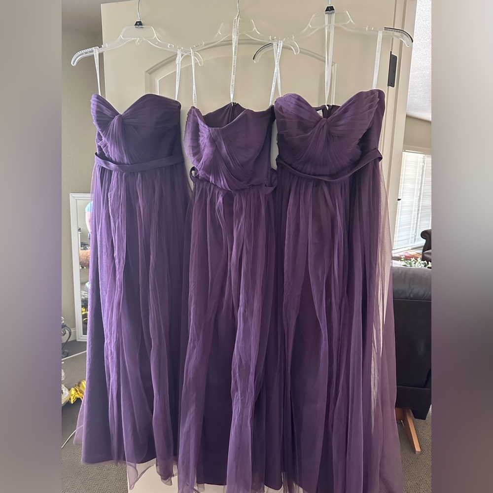 3 purple bridesmaid dresses